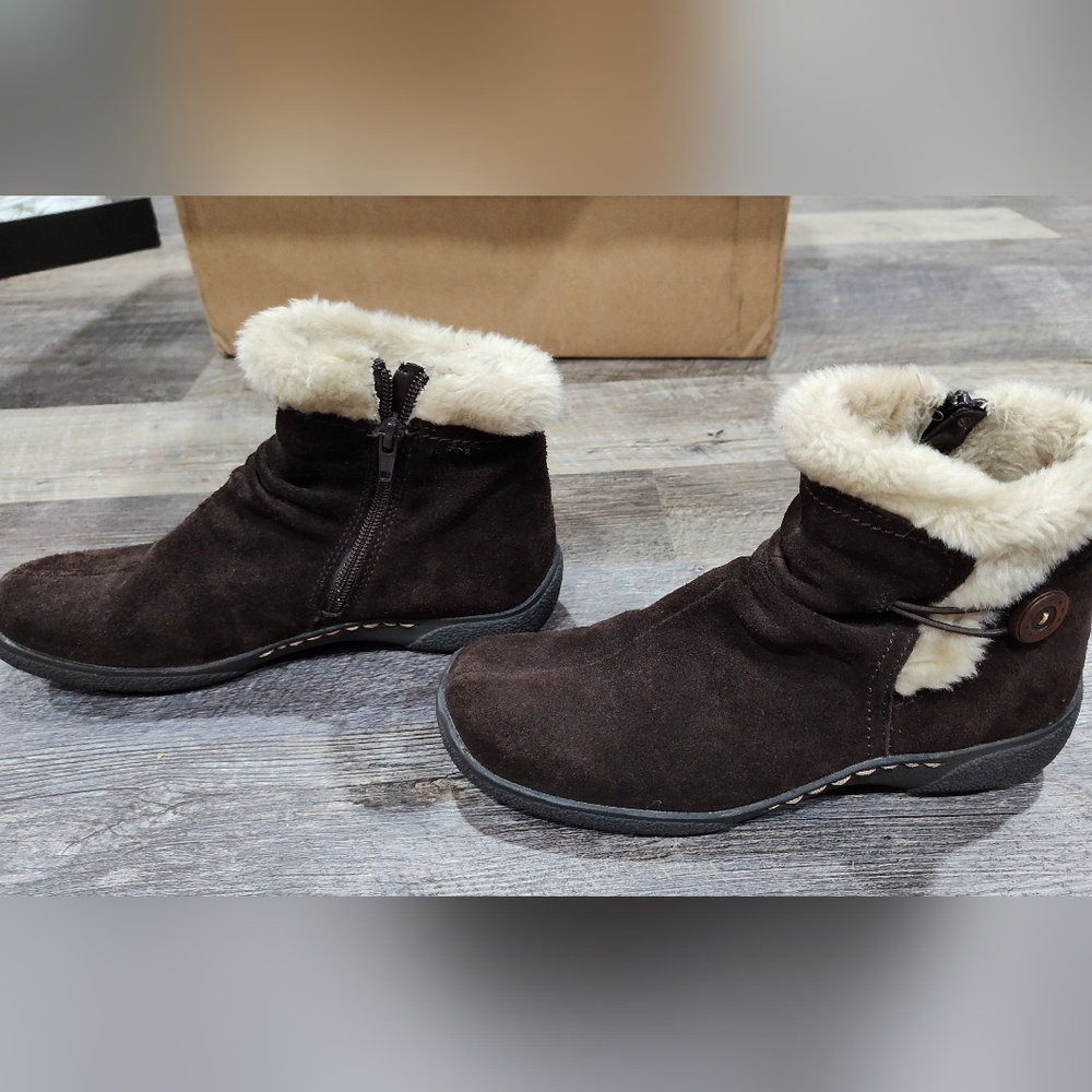 Bass-Natasha women's brown ankle boots with faux shearling, size 8m - Picture 3 of 11